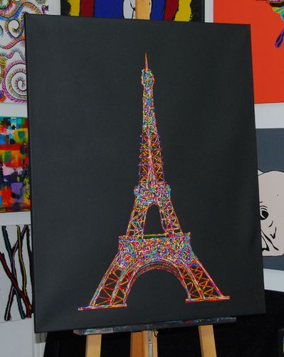 100x80cm Eiffelturm Silberstreif