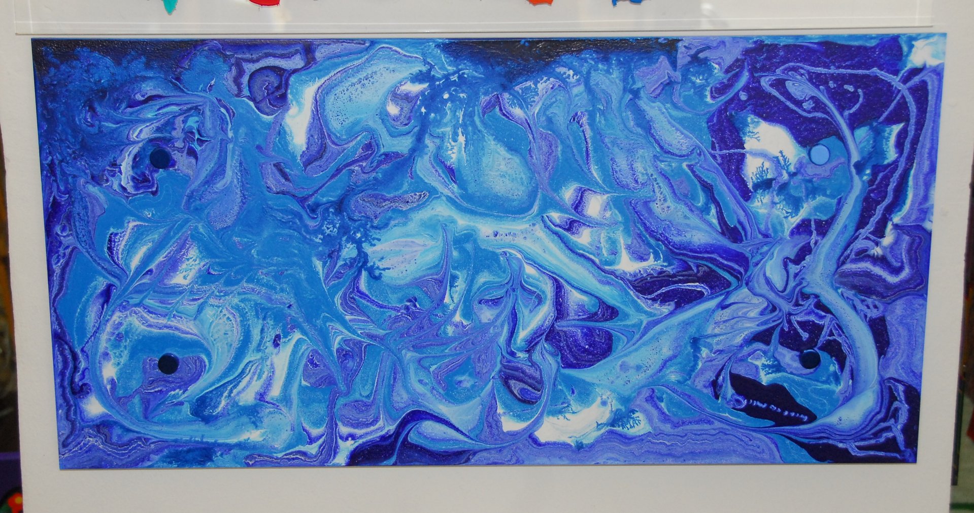 Acryl auf Plexiglas, 80x40cm, blau abstrakt