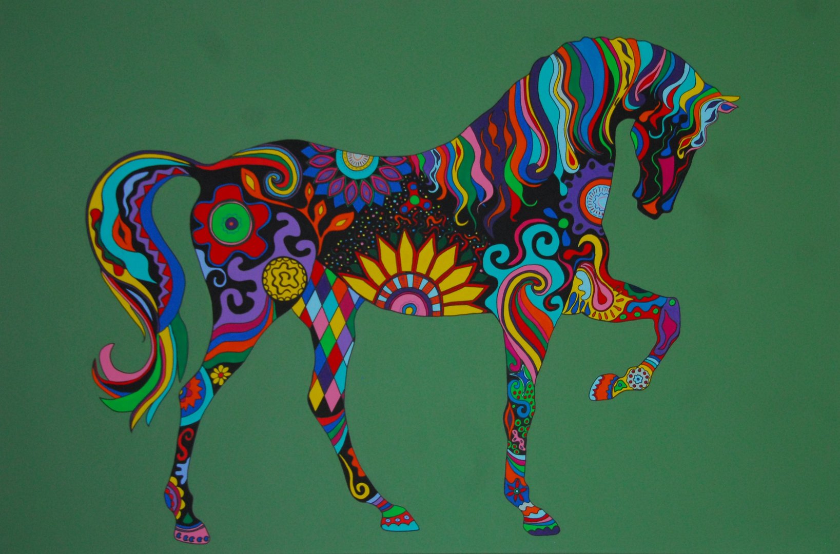 Pony Pferd Acryl auf Leinwand 210x140cm