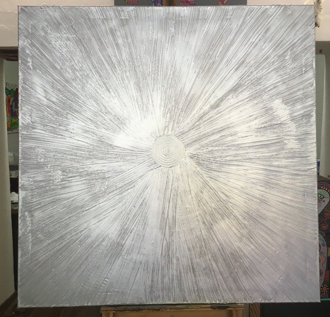 SONNE Leinwandbild 100 x 100 cm silber