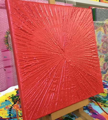 30x30cm SONNE rot Leinwand Bild modern Acryblild POP ART