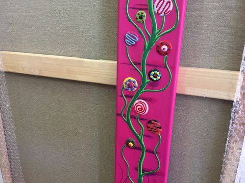 Acryl auf Leinwand, 100x10cm Blumen, pink